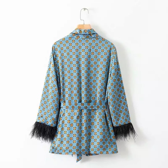 Blue printed kimono jacket - Picture 4 of 13